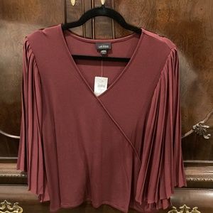 JJill top with accordion pleat sleeves